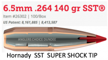 6.5mm/.264" 140gr SST BT InterLock w/Cann Qty 100 (GE1175)